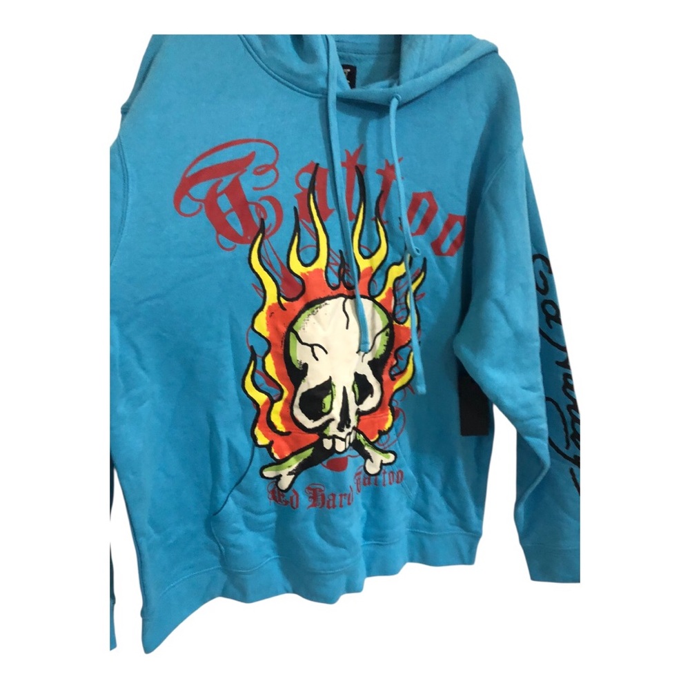 Ed‎ Hardy Men’s blue Ed hardy inscription logo printed hoodie size XL brand new - Picture 5 of 12